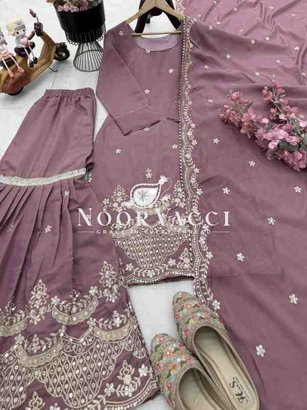 Simar Silk Sequin Embroidered Top Sharara Set with Dupatta - Image 8