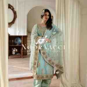 Fox Georgette Sequin Embroidered Top Sharara Set with Dupatta