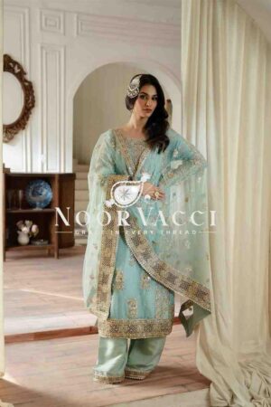 Buy Fox Georgette Sequin Embroidered Top Sharara Set with Dupatta