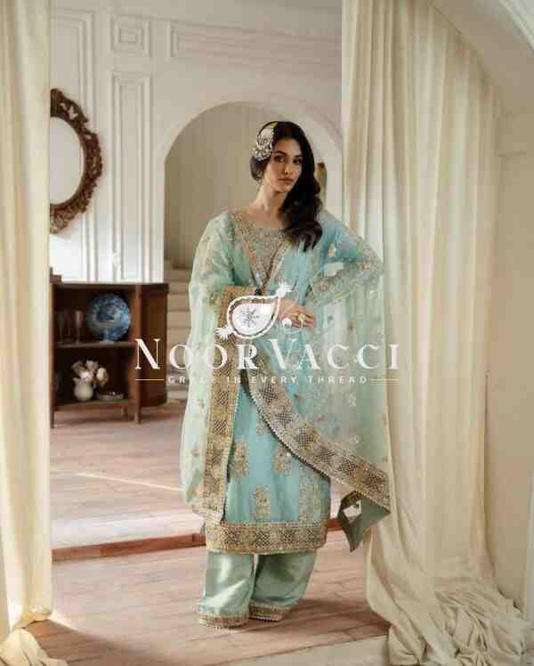 Fox Georgette Sequin Embroidered Top Sharara Set with Dupatta