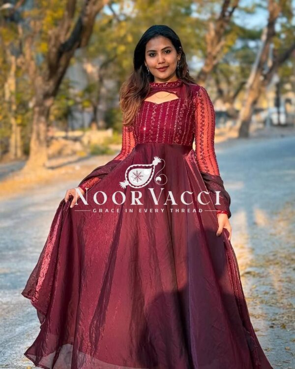 Shop Designer Anarkali Suit with 4-Meter Flair & Heavy Embroidery - Image 3