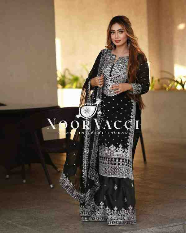 Faux Georgette Embroidered Gharara Set with Dupatta