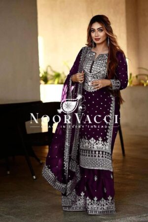 Buy Faux Georgette Embroidered Gharara Set with Dupatta