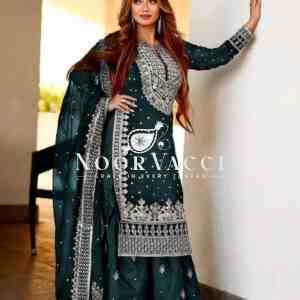 Faux Georgette Embroidered Gharara Set with Dupatta