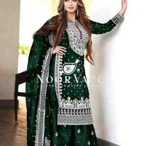 Faux Georgette Embroidered Gharara Set with Dupatta