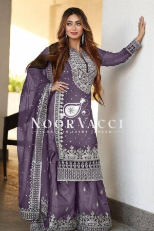 Buy Faux Georgette Embroidered Gharara Set with Dupatta