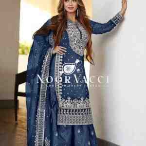 Faux Georgette Embroidered Gharara Set with Dupatta