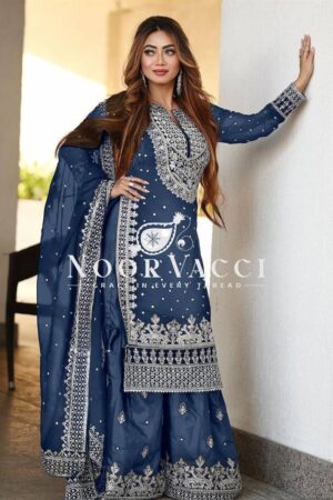 Buy Faux Georgette Embroidered Gharara Set with Dupatta