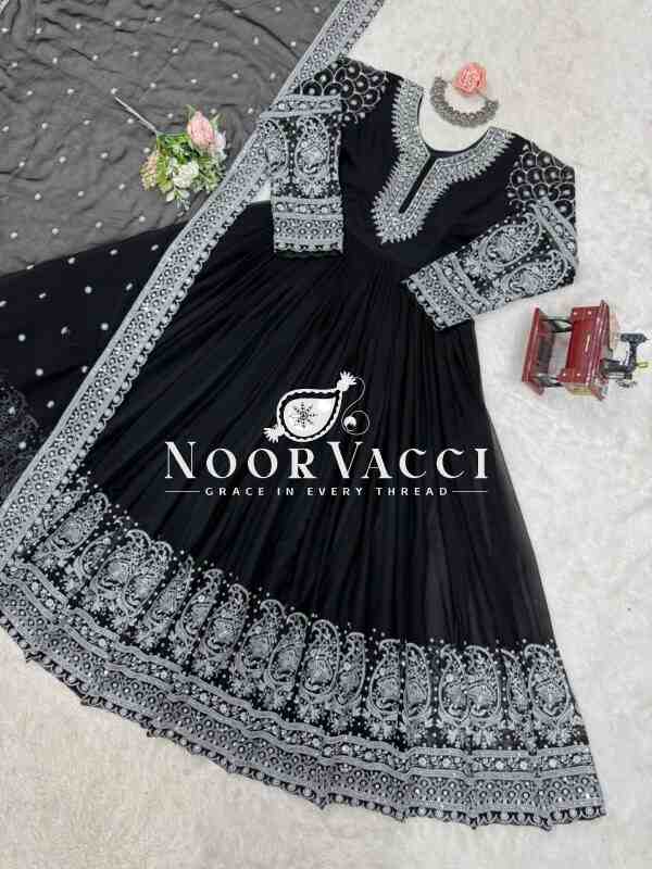 Faux Georgette Embroidered Top with Sequined Lace Dupatta - Image 6