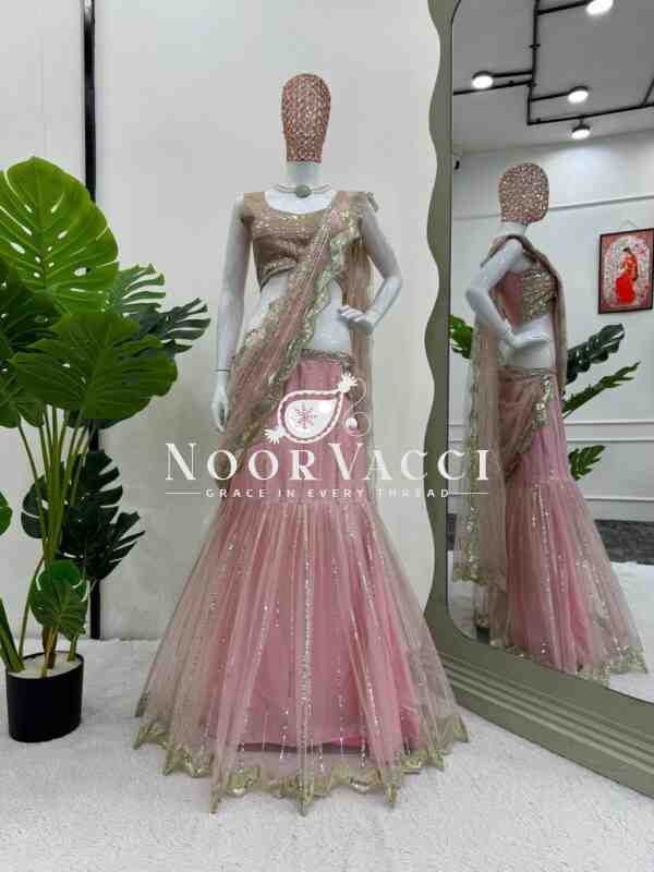 Soft Butterfly Net Ready-to-Wear Lehengha Saree with Embroidered Choli - Image 4