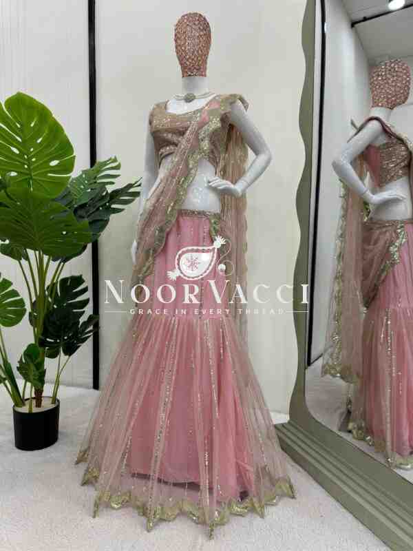 Soft Butterfly Net Ready-to-Wear Lehengha Saree with Embroidered Choli - Image 5