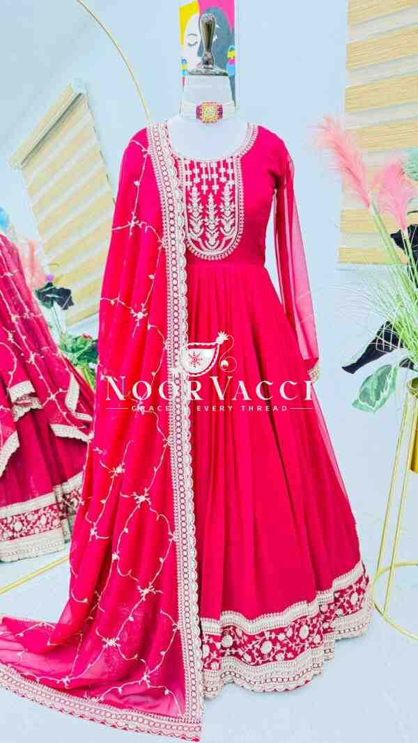 Fox Georgette Embroidered Party Gown with Dupatta – Fully Stitched Designer Set - Image 2
