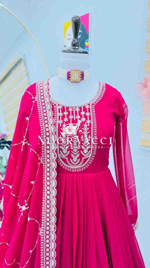 Fox Georgette Embroidered Party Gown with Dupatta – Fully Stitched Designer Set - Image 3