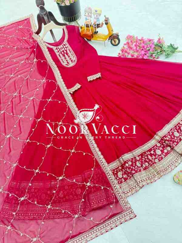 Fox Georgette Embroidered Party Gown with Dupatta – Fully Stitched Designer Set - Image 4