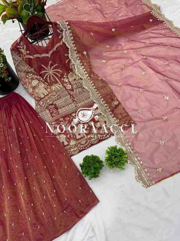 Twill Net Embroidered Palazzo Set with Dupatta – Fully Stitched Designer Wear - Image 4