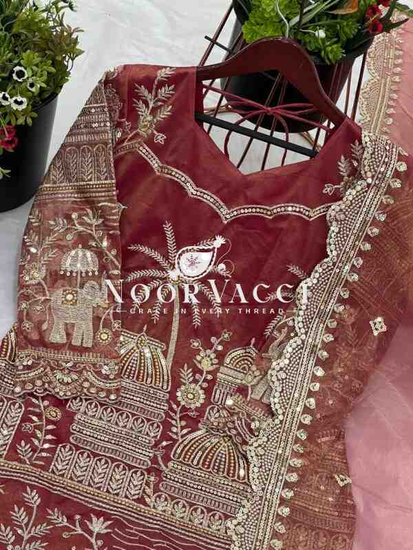 Twill Net Embroidered Palazzo Set with Dupatta – Fully Stitched Designer Wear - Image 5