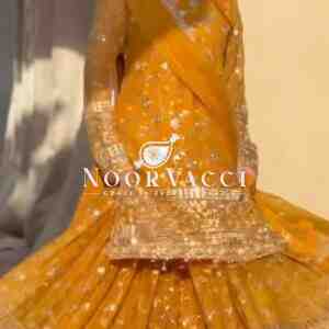 Foux Gorgette Sharara Set with Embroidered Top and Dupatta