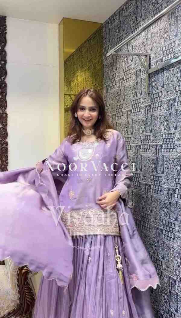 Jimmy Choo Silk Embroidered Lehenga Set with Dupatta – Elegant Designer Ensemble - Image 2
