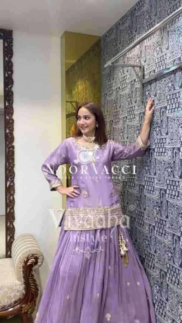 Jimmy Choo Silk Embroidered Lehenga Set with Dupatta – Elegant Designer Ensemble - Image 4