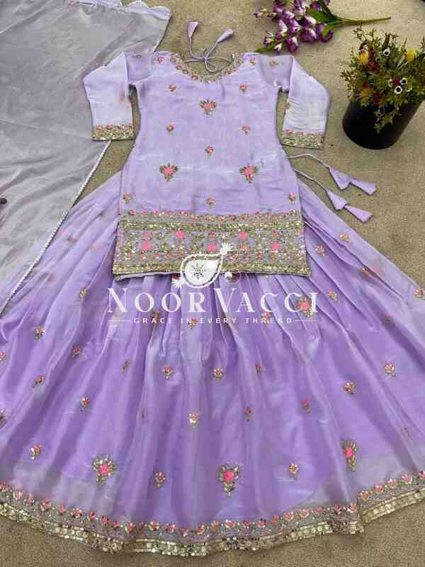 Jimmy Choo Silk Embroidered Lehenga Set with Dupatta – Elegant Designer Ensemble - Image 10