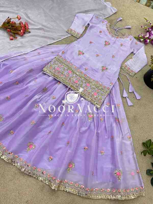 Jimmy Choo Silk Embroidered Lehenga Set with Dupatta – Elegant Designer Ensemble - Image 7