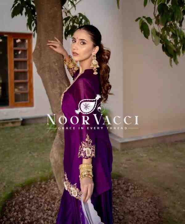 Heavy Chinon Silk Codding Sequin Sharara Set with Printed Organza Dupatta - Image 4