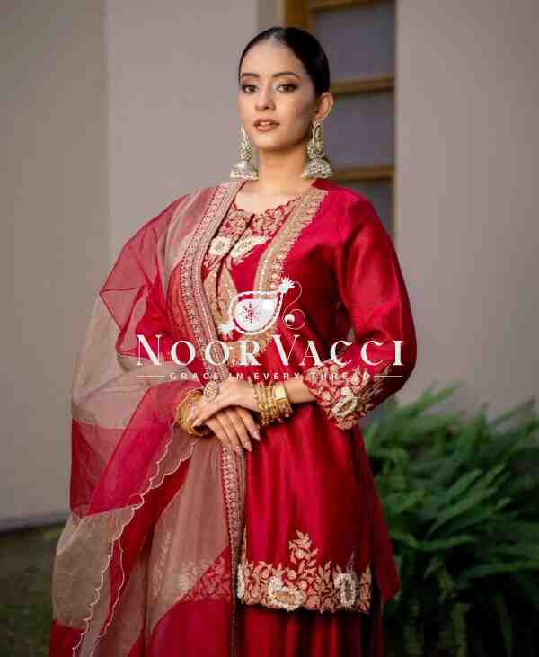 Heavy Chinon Silk Codding Sequin Sharara Set with Printed Organza Dupatta - Image 4