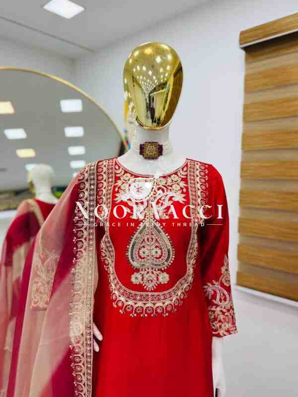 Heavy Chinon Silk Codding Sequin Sharara Set with Printed Organza Dupatta - Image 7