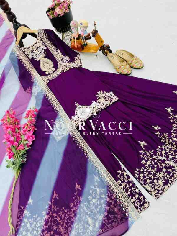 Heavy Chinon Silk Codding Sequin Sharara Set with Printed Organza Dupatta - Image 8