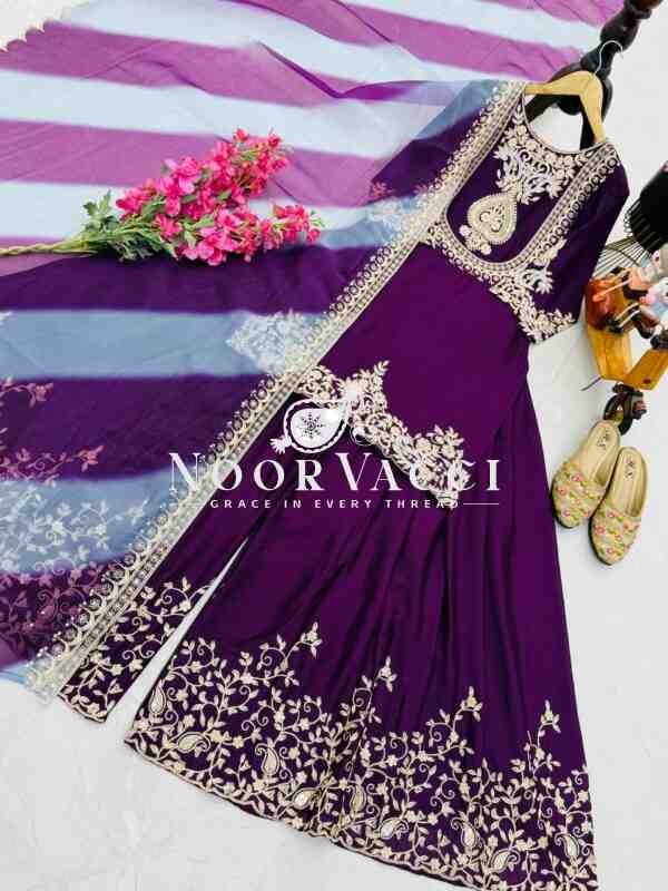 Heavy Chinon Silk Codding Sequin Sharara Set with Printed Organza Dupatta - Image 9