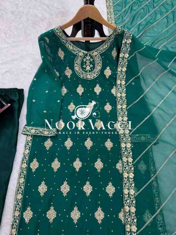 Georgette and Silk Diamond-Embellished Suit Set with Dupatta - Image 5