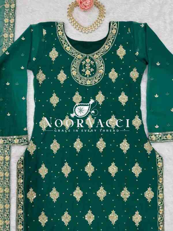 Georgette and Silk Diamond-Embellished Suit Set with Dupatta - Image 6