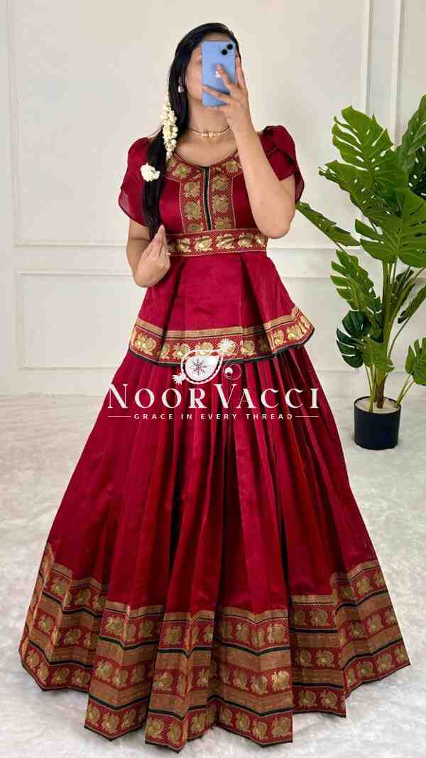Jacquard Silk Lehenga Set with Matching Top – Elegant Ethnic Wear - Image 3