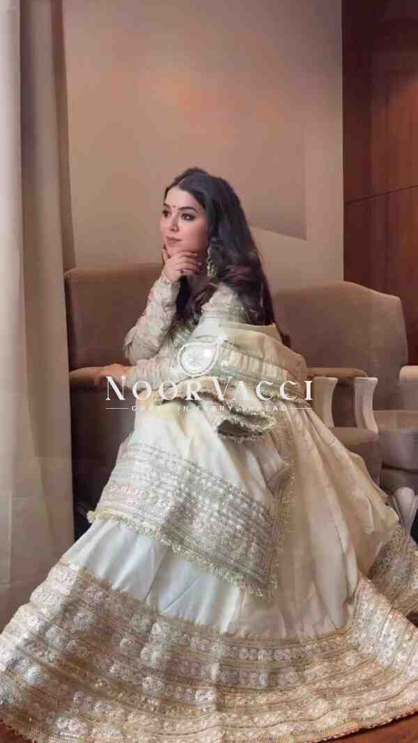 Chinon Embroidered Suit Set with Lace Border and Dupatta - Image 2