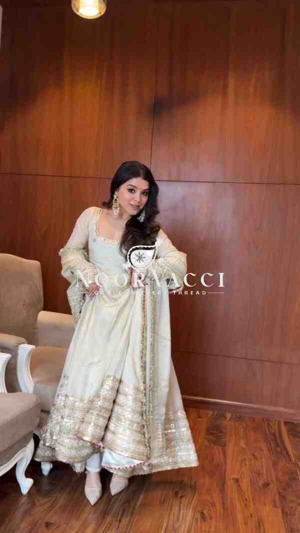 Chinon Embroidered Suit Set with Lace Border and Dupatta - Image 3