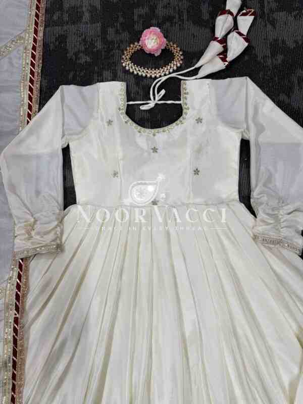 Chinon Embroidered Suit Set with Lace Border and Dupatta - Image 7