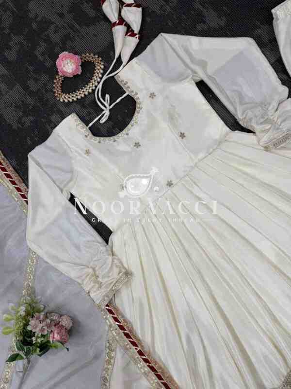 Chinon Embroidered Suit Set with Lace Border and Dupatta - Image 10