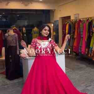 Heavy Natural Crepe Embroidered Suit Set with Matching Dupatta