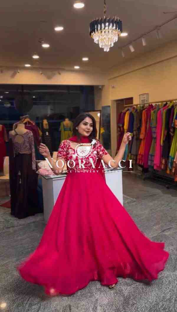 Heavy Natural Crepe Embroidered Suit Set with Matching Dupatta