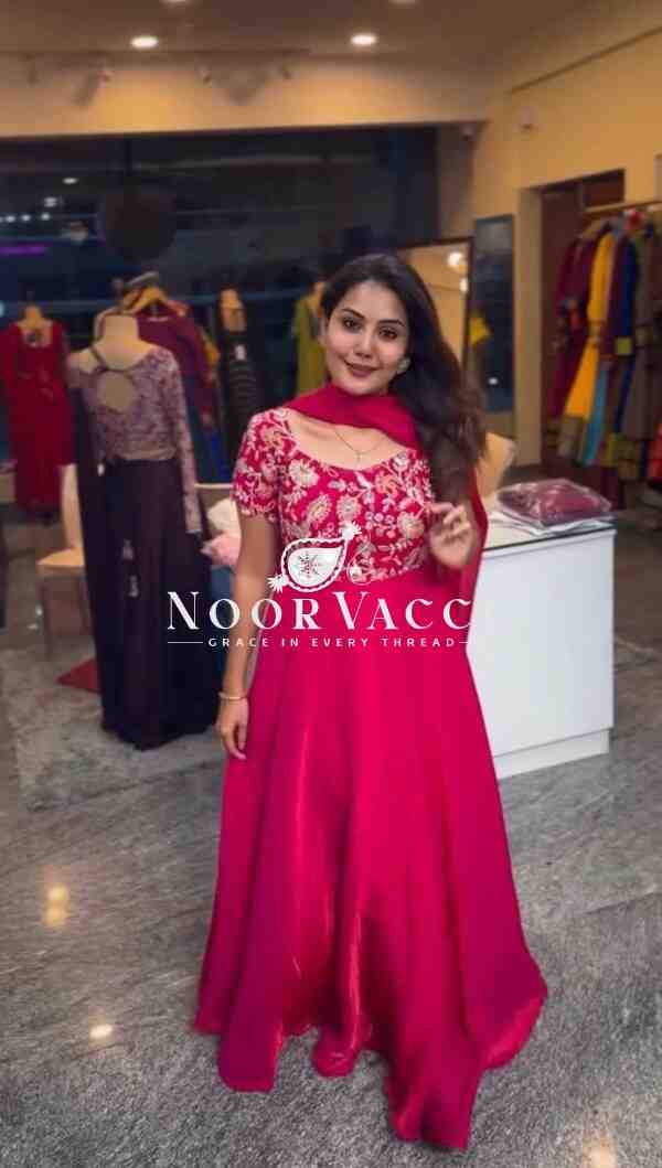 Heavy Natural Crepe Embroidered Suit Set with Matching Dupatta - Image 3