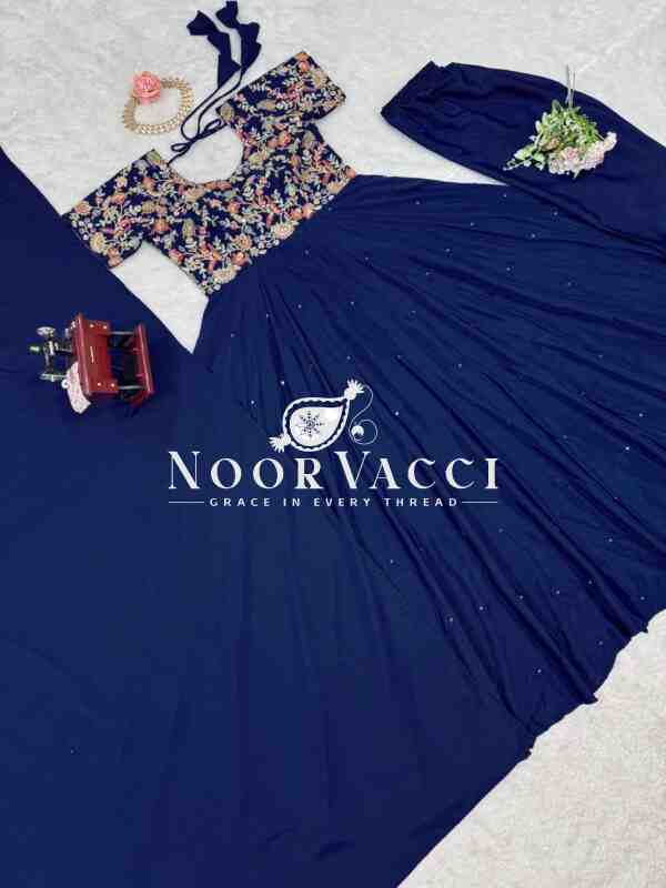 Heavy Natural Crepe Embroidered Suit Set with Matching Dupatta - Image 7