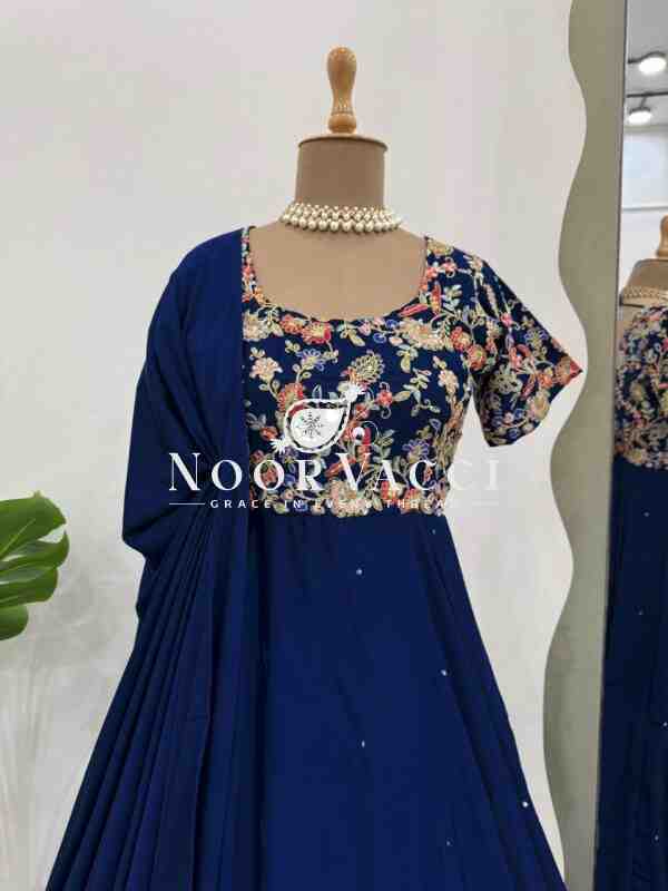 Heavy Natural Crepe Embroidered Suit Set with Matching Dupatta - Image 4