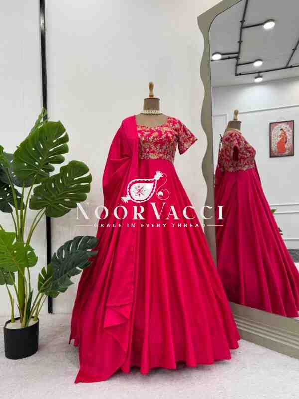 Heavy Natural Crepe Embroidered Suit Set with Matching Dupatta - Image 6