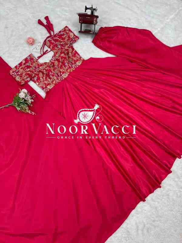 Heavy Natural Crepe Embroidered Suit Set with Matching Dupatta - Image 9