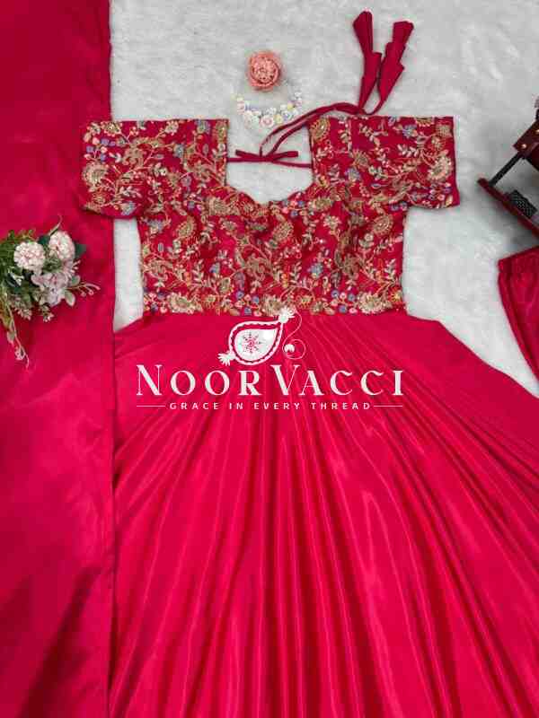 Heavy Natural Crepe Embroidered Suit Set with Matching Dupatta - Image 8
