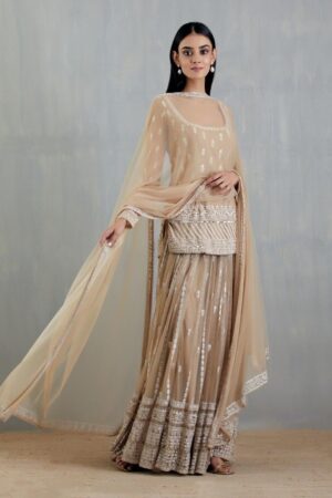 Buy Faux Georgette Thread and Sequence Work Plazo Set with Dupatta