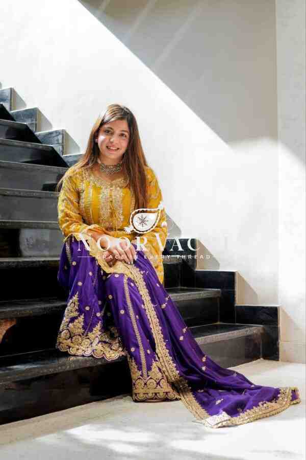 Heavy Chinon Silk Codding Sequin Sharara Set with Printed Dupatta - Image 2