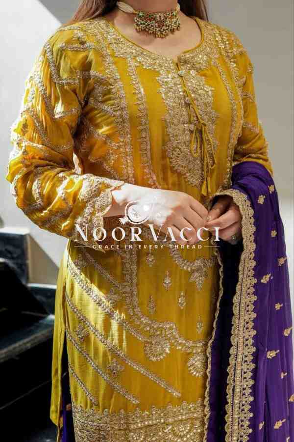 Heavy Chinon Silk Codding Sequin Sharara Set with Printed Dupatta - Image 4