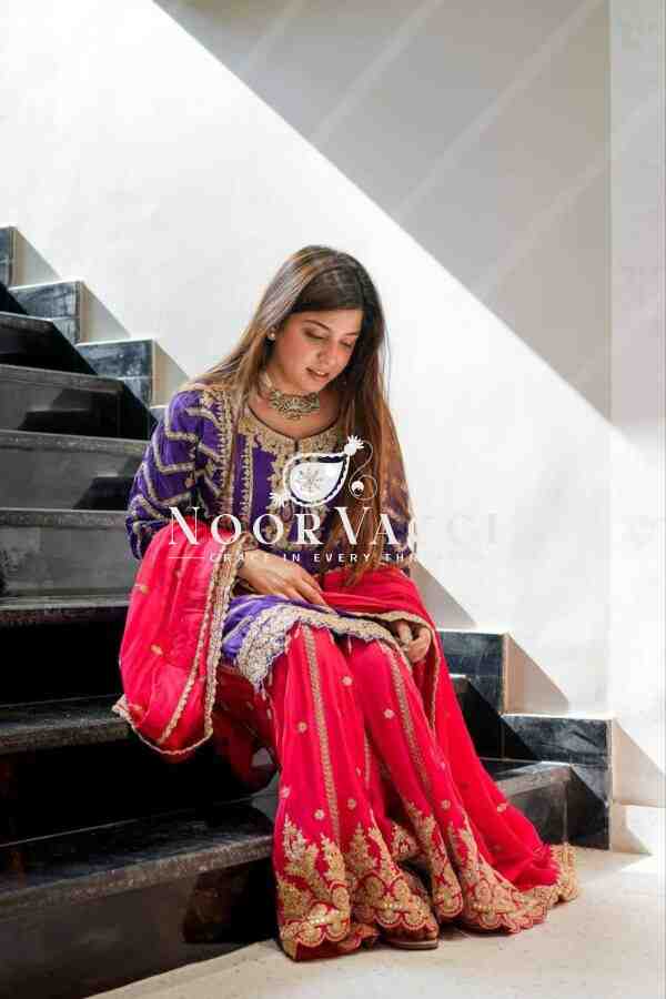 Heavy Chinon Silk Codding Sequin Sharara Set with Printed Dupatta - Image 3