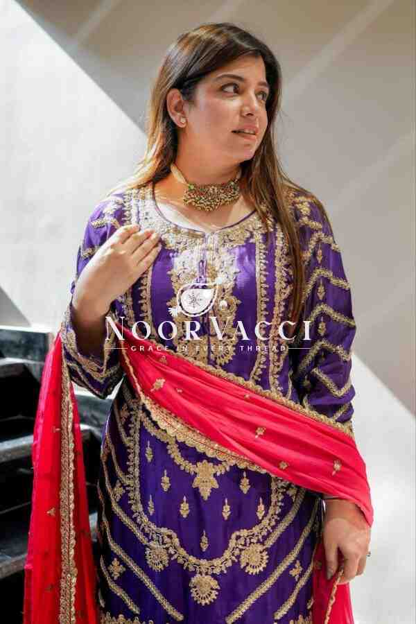 Heavy Chinon Silk Codding Sequin Sharara Set with Printed Dupatta - Image 2